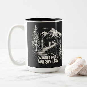 Wander More, Worry Less Hiking Two-Tone Coffee Mug