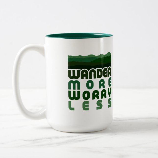 Wander More Worry Less Two-Tone Coffee Mug (Left)