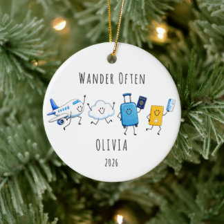 Wander Often Personalised Travel Ceramic Ornament