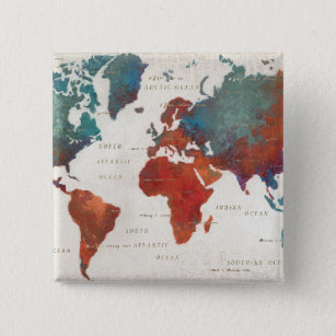 Wander Often, Wander Always Map With Quote 15 Cm Square Badge