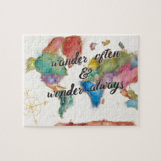 Wander Often, Wander Always Map With Quote Jigsaw Puzzle (Horizontal)