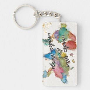 Wander Often, Wander Always Map With Quote Key Ring