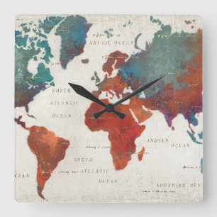 Wander Often, Wander Always Map With Quote Square Wall Clock
