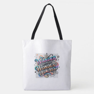Wander Often, Wonder Always – Large Shoulder Tote Bag