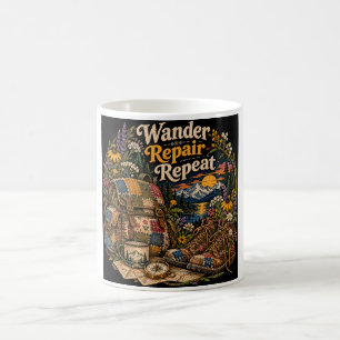 Wander Repair Repeat – Patchwork Backpack Vintage Coffee Mug