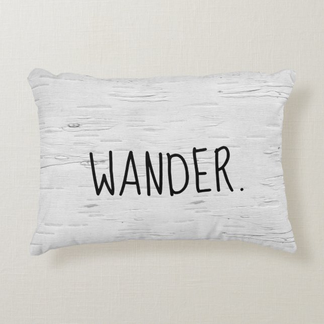 WANDER Text On Birch Tree  Accent Pillow (Front)