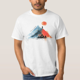 Wander the Peaks – Abstract Mountain & Campfire T-Shirt