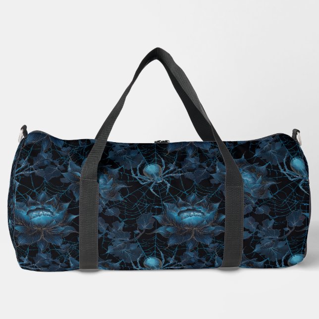Wander Through the Web Gothic Spider Floral  Duffle Bag (Front)