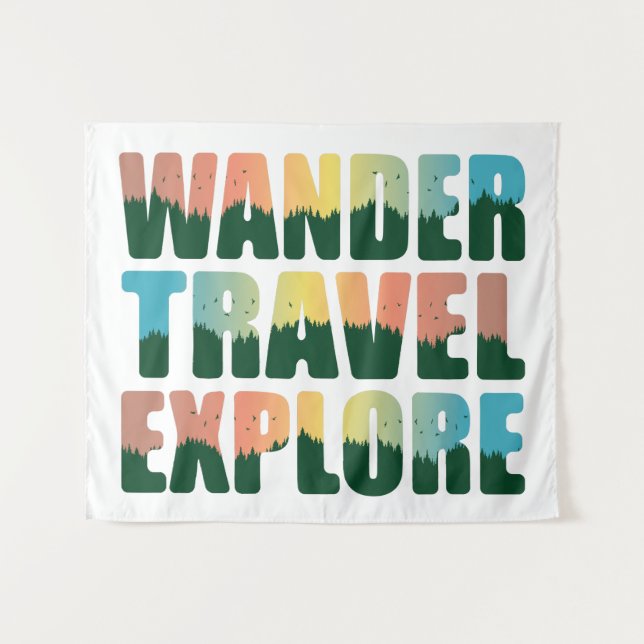 Wander Travel Explore - Travel Lover Tapestry (Front (Horizontal))