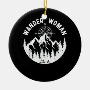 Wander Woman Hiking Adventure Ceramic Ornament