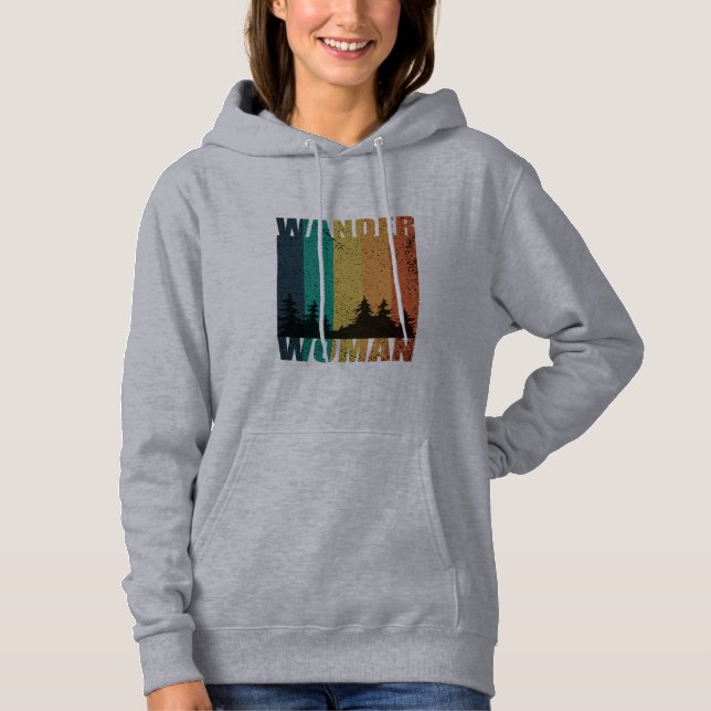Wander woman hiking camping vintage hoodie (Front)