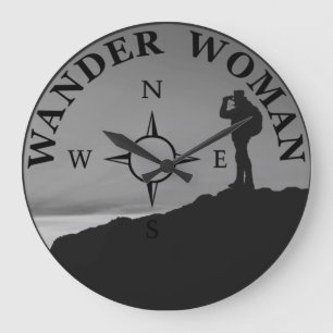 wander woman hiking large clock