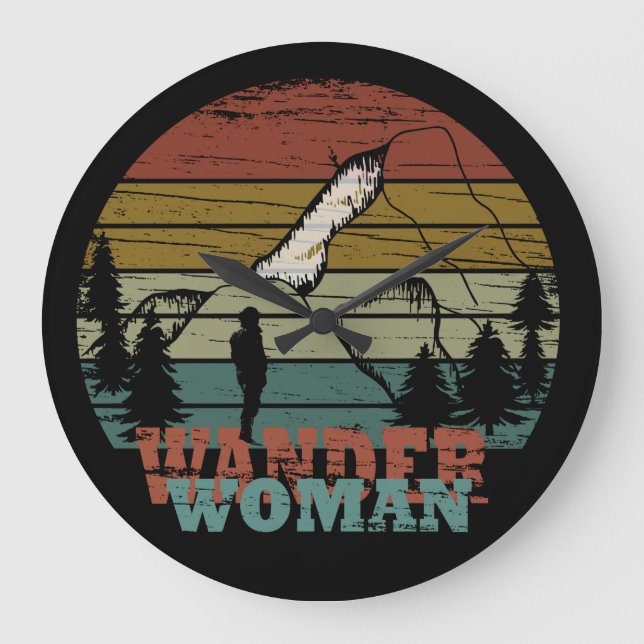 wander woman hiking large clock (Front)