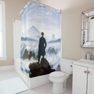Wanderer above the Sea of Fog, Caspar D Friedrich Shower Curtain