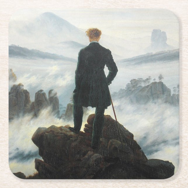 Wanderer above the Sea of Fog, Friedrich Square Paper Coaster (Front)