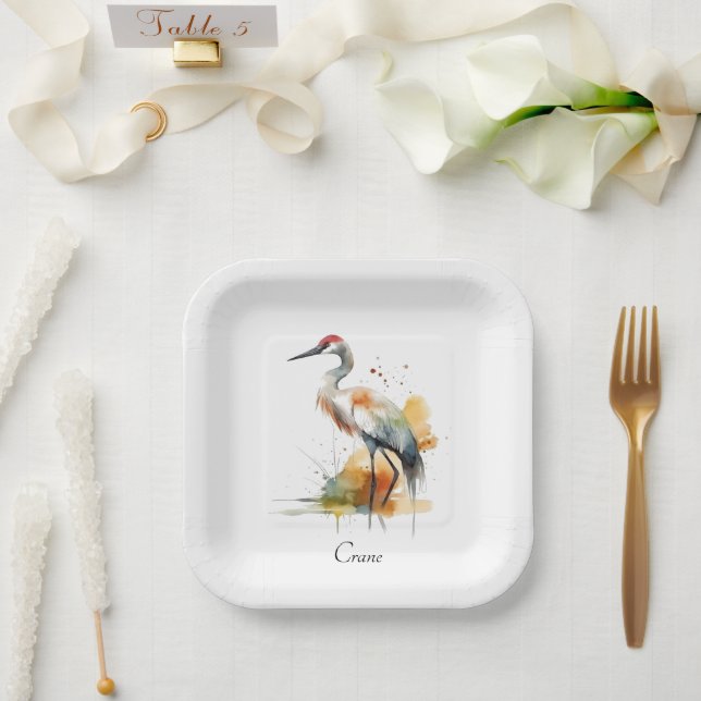 Wandering Crane, custom Paper Plate (Wedding)