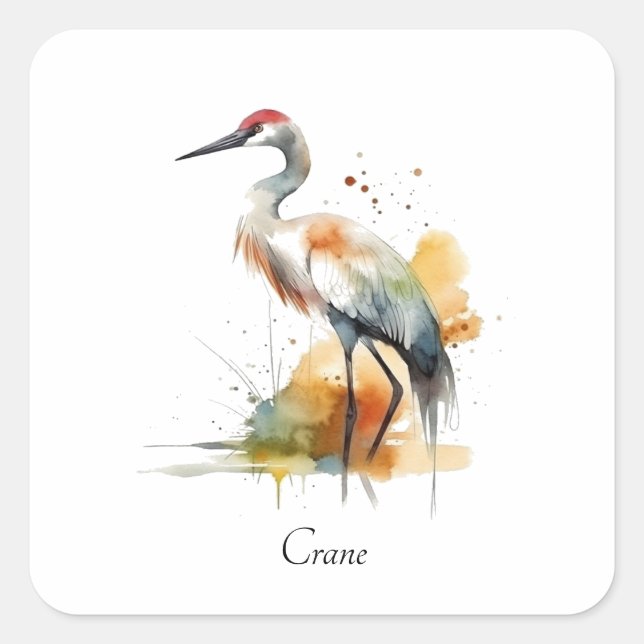 Wandering Crane, custom Square Sticker (Front)