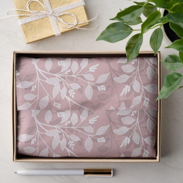 Wandering Leaves Elegant Botanical Blush Tissue Paper (Gift)