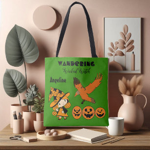 Wandering Wicked Witch Personalised Halloween Cute Tote Bag