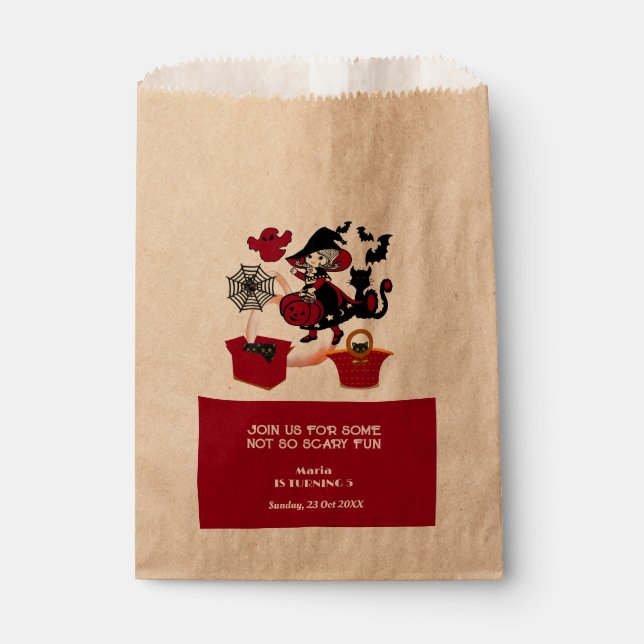 Wandering Witch Halloween Spider Web Kids Birthday Favour Bag (Front)