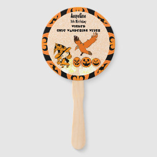 Wandering Witch Raven Halloween Pumpkins Birthday  Hand Fan