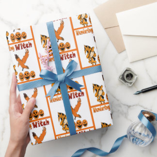 Wandering Witch Raven Jack O Lantern Halloween Fun Wrapping Paper