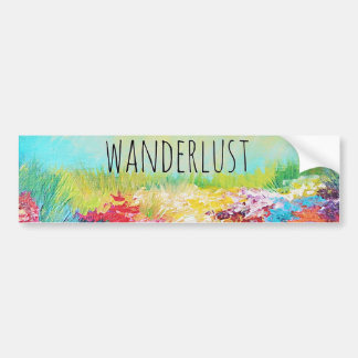 WANDERLUST Abstract Nature Art Typography Painting Bumper Sticker