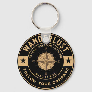 Wanderlust Adventure Outdoor Camping Travel Hiking Key Ring
