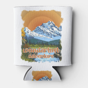Wanderlust Adventure Vintage Travel style Can Cooler