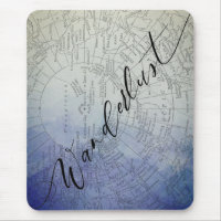 Wanderlust Blue Ombre Watercolor Vintage World Map