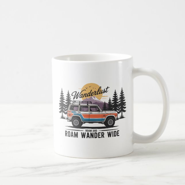 Wanderlust Camper - Roam and Roam Wander Wide Coffee Mug (Right)