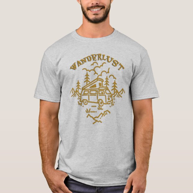 Wanderlust Camper Van Adventure Nature T-Shirt (Front)