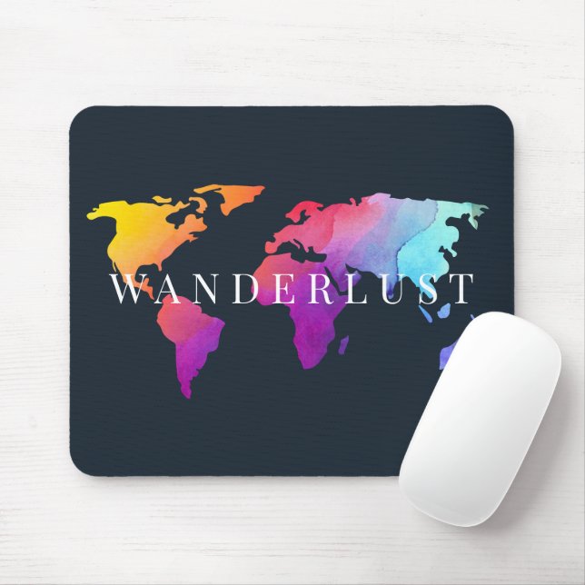 Wanderlust Colorful World Map mouse pad (With Mouse)