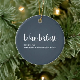 Wanderlust definition white grey blue colour ceramic ornament