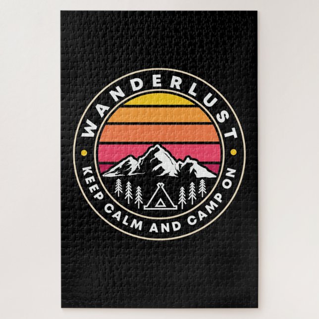 Wanderlust Keep Calm And Camp On Jigsaw Puzzle (Vertical)