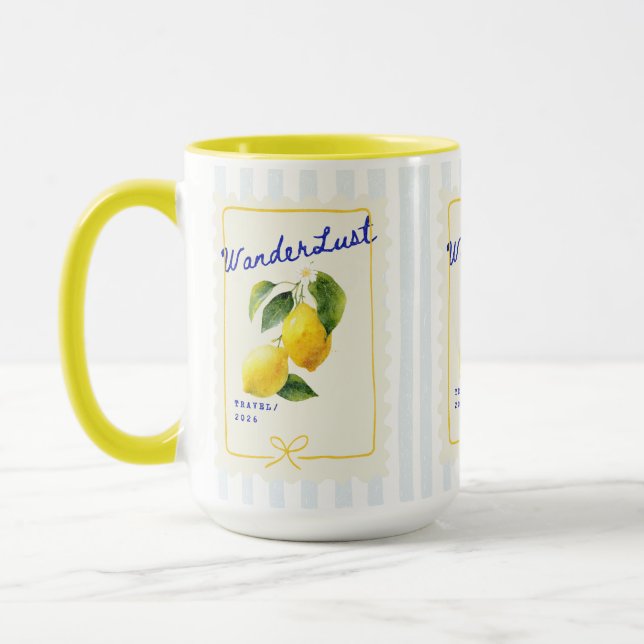 Wanderlust Lemon Morning Mug (Left)