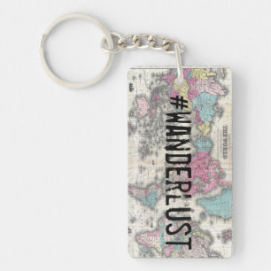 Wanderlust map keychain