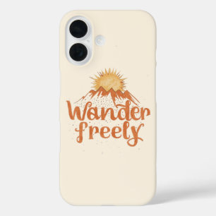 Wanderlust Mountain Sun Boho Typography iPhone 16 Case