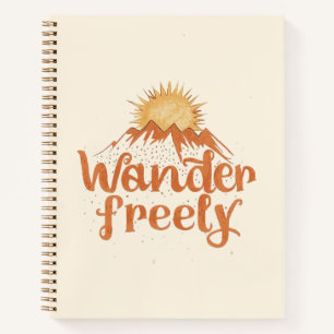 Wanderlust Mountain Sun Boho Typography Notebook