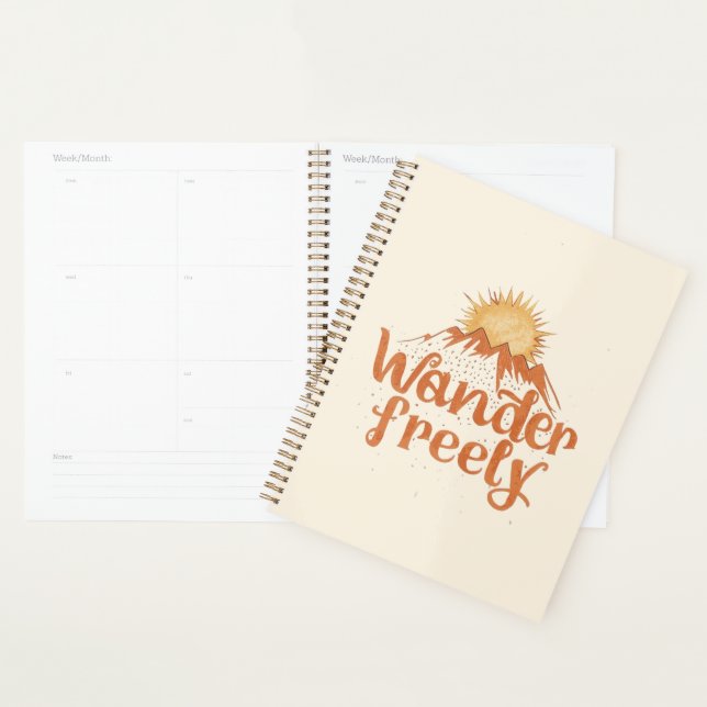 Wanderlust Mountain Sun Boho Typography Planner (Display)