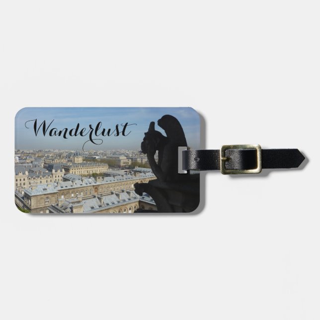 Wanderlust (Paris Gargoyle & View) Luggage Tag (Front Horizontal)