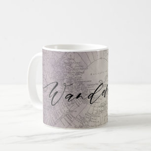 Wanderlust Purple Ombre Watercolor Adventure Map Coffee Mug