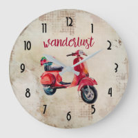 Wanderlust - Red Watercolor Moped