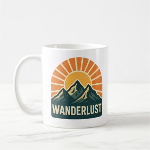 Wanderlust Retro Blue Mountain Sunrise Nature Art Coffee Mug