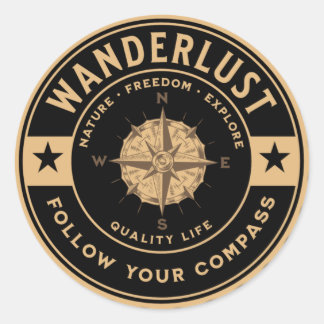 Wanderlust Travel Lover Map Stylish Exploration  Classic Round Sticker