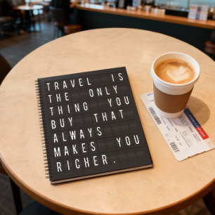 Wanderlust Travel Quote with Flipboard Typography Notebook