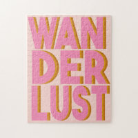 Wanderlust Typography Wall Art Poster in Pink
