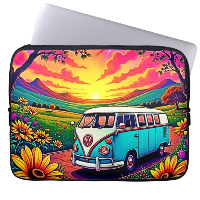 Wanderlust Van Sunset Art Laptop Sleeve (Front)