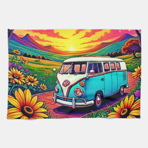 Wanderlust Van Sunset Art Tea Towel