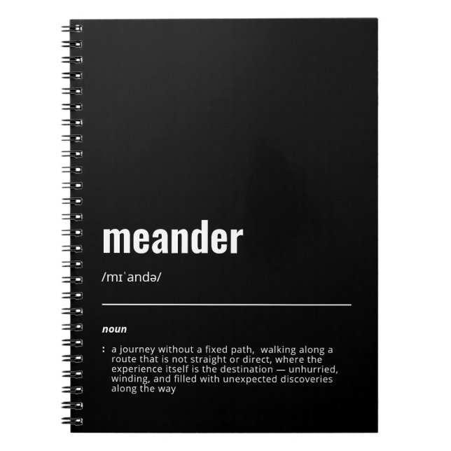WanderTag - Meander Black Notebook (Front)
